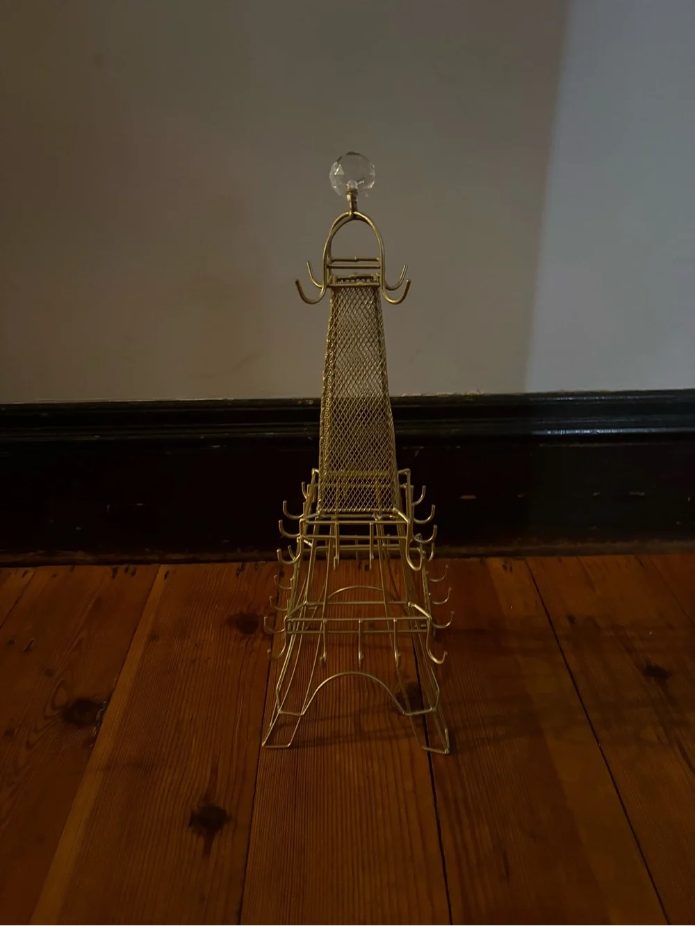 Gold Eiffel Tower Jewelry/Accessory Stand with Crystal Top